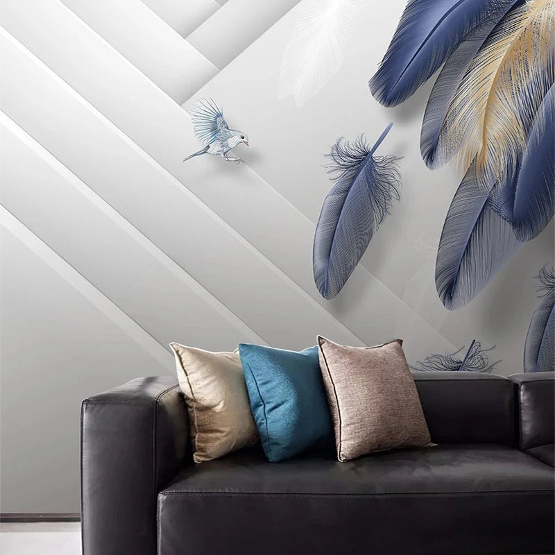3D Feather Style Modern Fashionable Mural Design Wallpaper / Ruchi