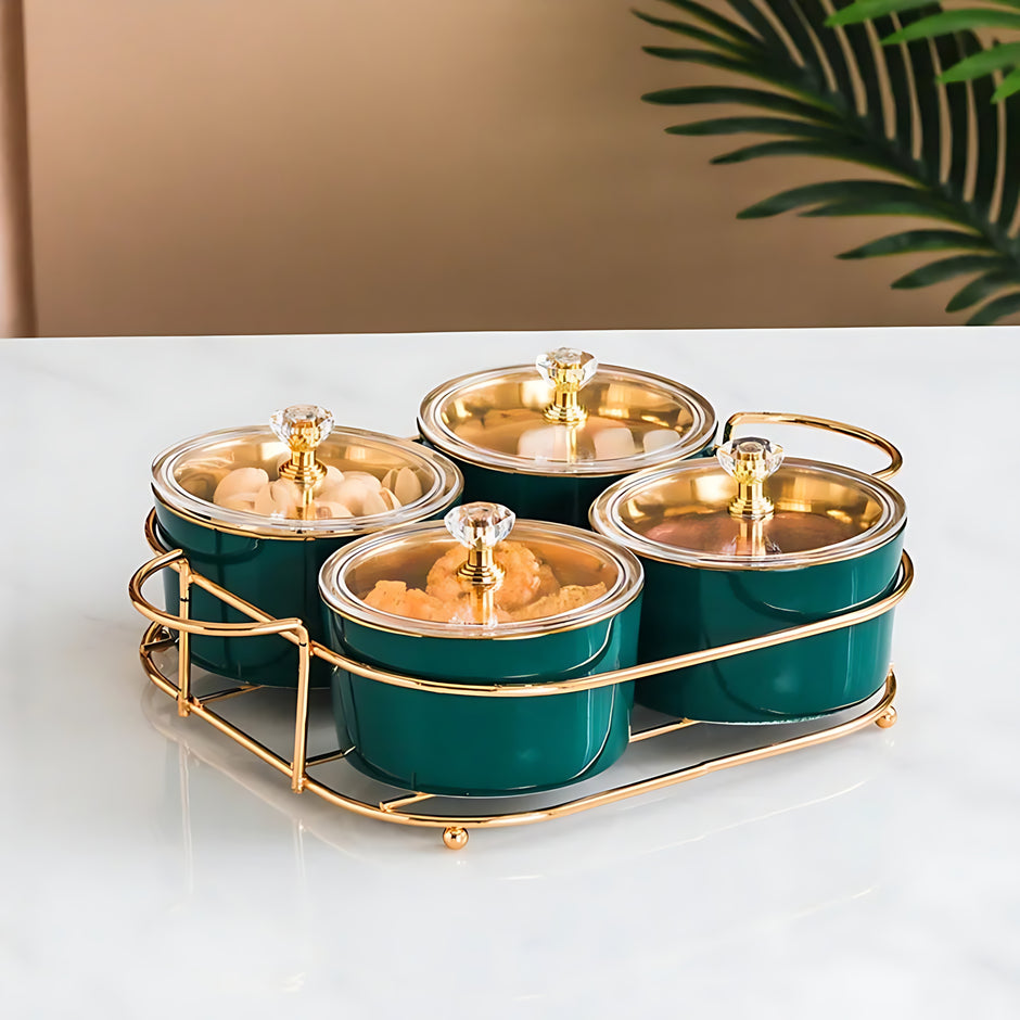 Ceramic Dry Fruit Bowl Set With Lid / Ruchi