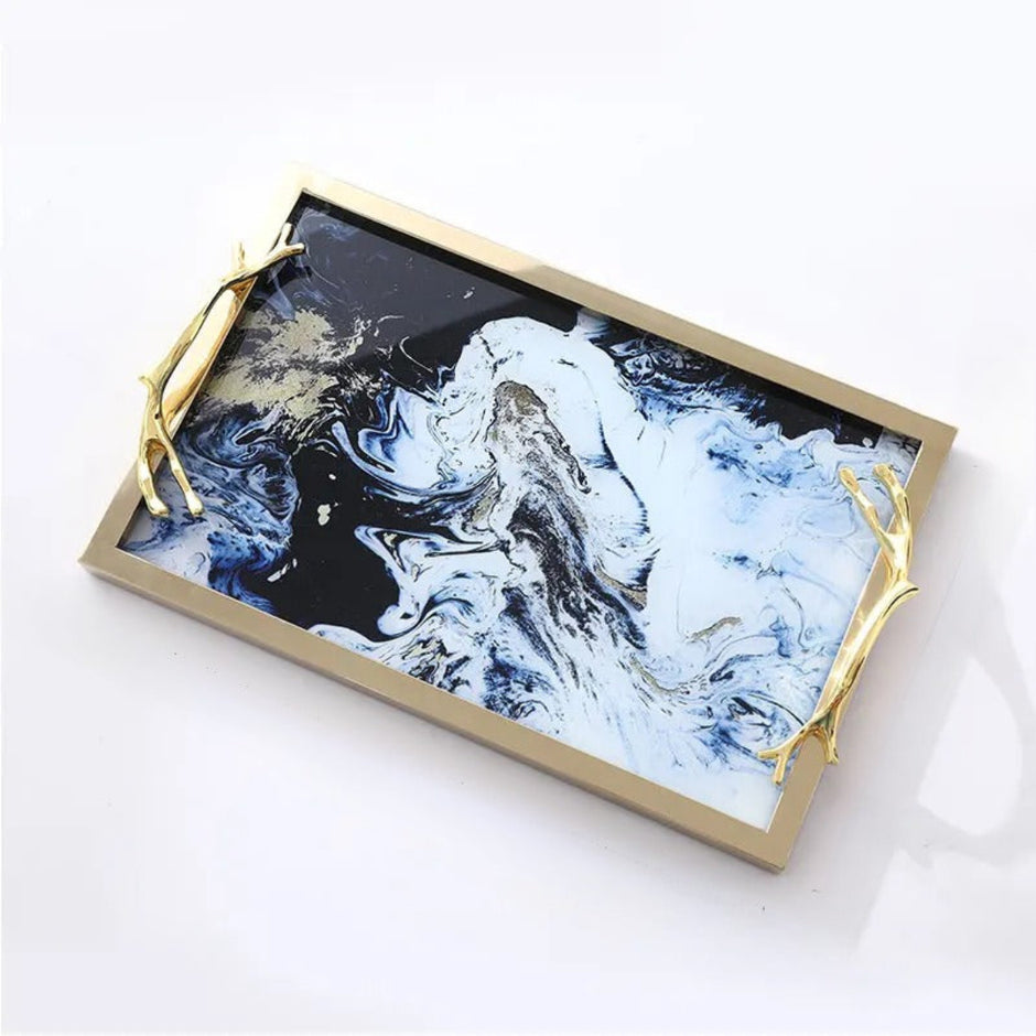 Metal Serving Tray With Handles / Ruchi