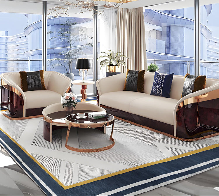 Luxurious Leather Sofa Set For Living Room