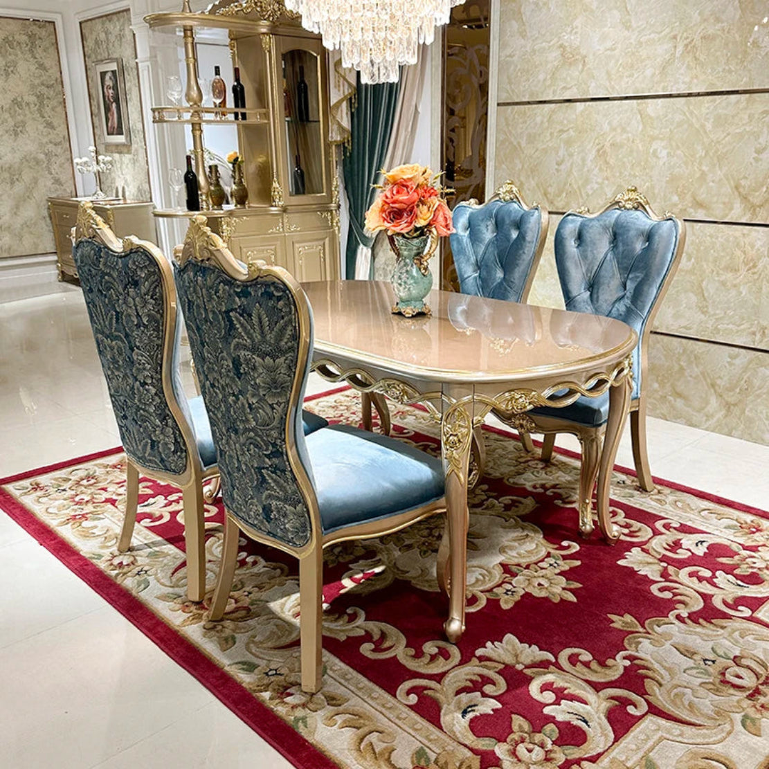 European Oval Wooden Dining Table Set / Ruchi