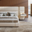 Modern Leather Platform Bed With Headboard / Ruchi