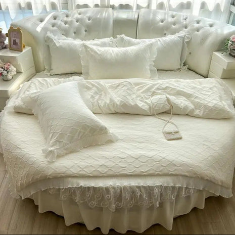 Round Microfiber Fabric Fitted Bedsheet And Bed-Skirt / Ruchi