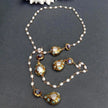 Larimar Beaded White Pearl Chain Necklace / Ruchi