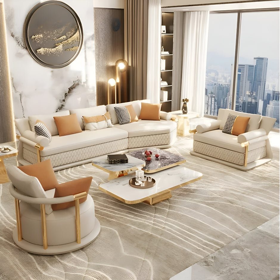 3 Piece Leather Sectional Sofa Set / Ruchi