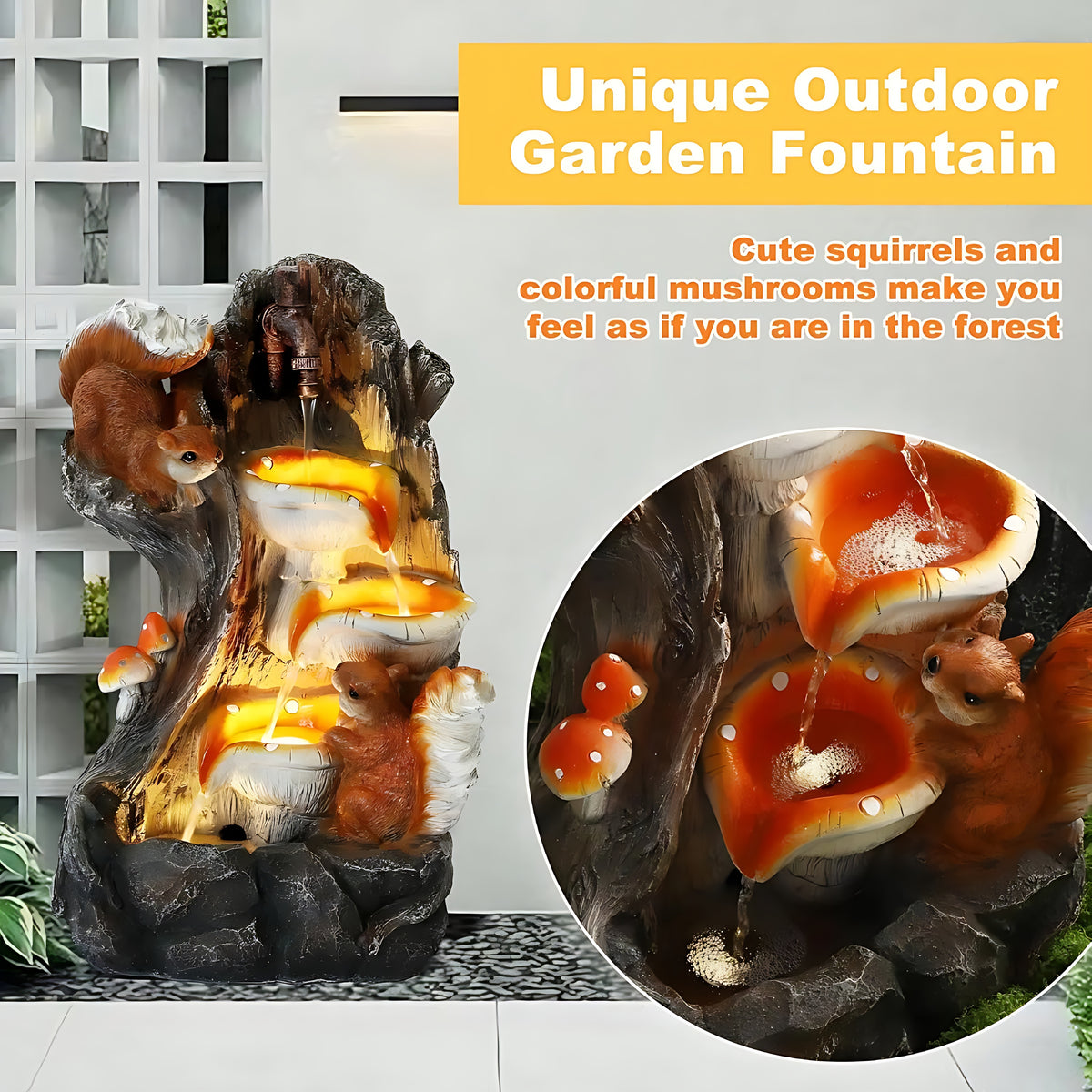 Nature Design LED Outdoor Resin Water Fountain / Ruchi