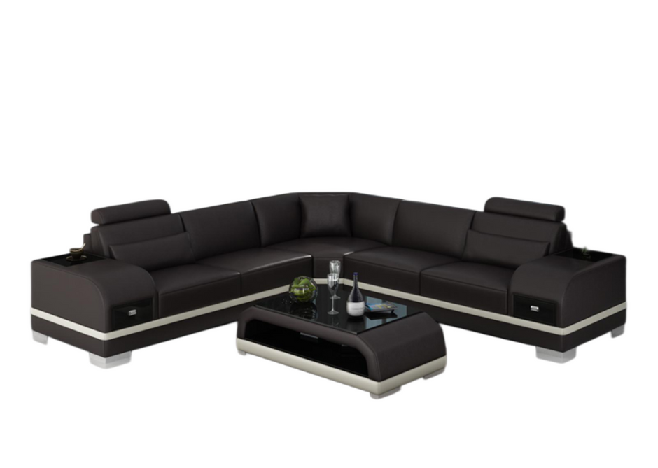 L-Shaped Leather Sectional Sofa With Storage / Ruchi