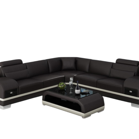 L-Shaped Leather Sectional Sofa With Storage / Ruchi
