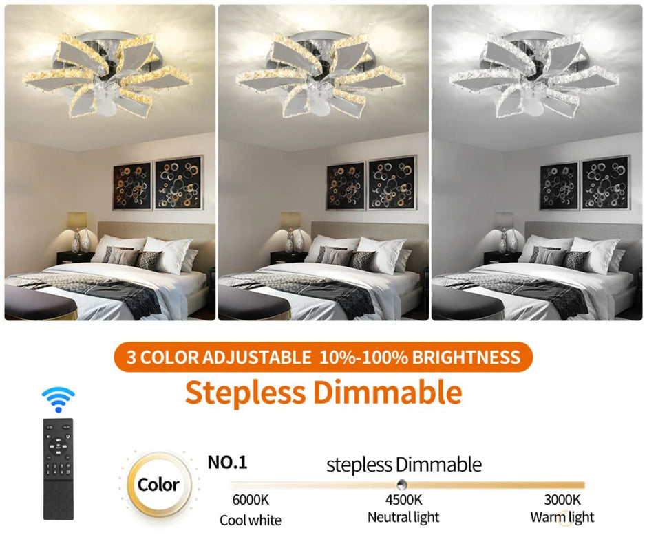 Modern Remote Control Ceiling Fan With LED Light