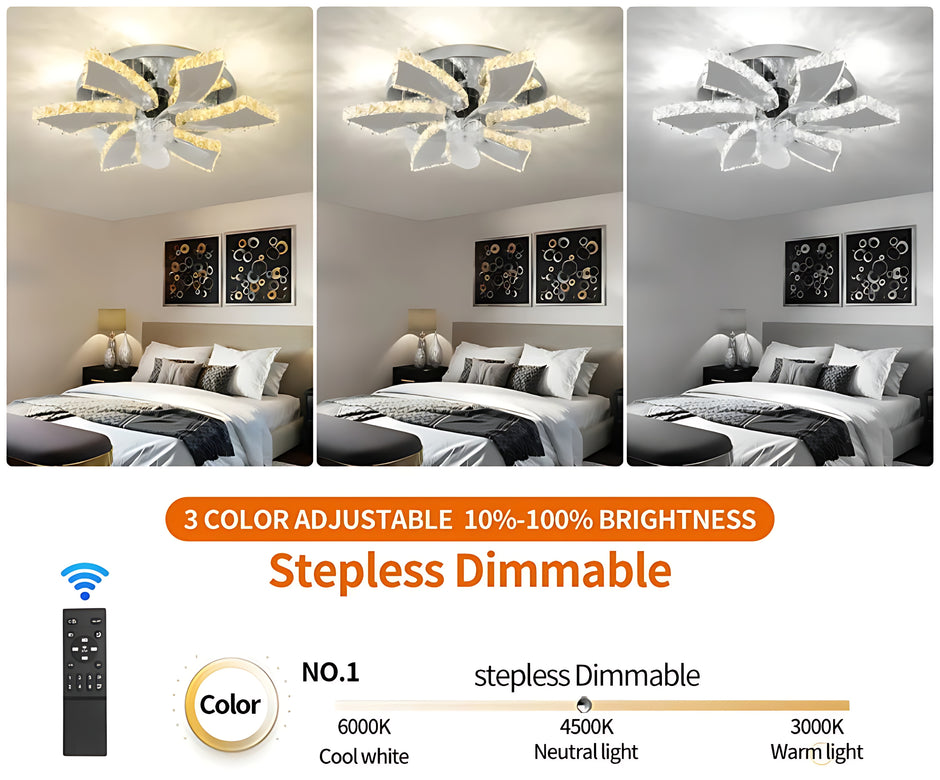 Modern Remote Control Ceiling Fan With LED Light / Ruchi