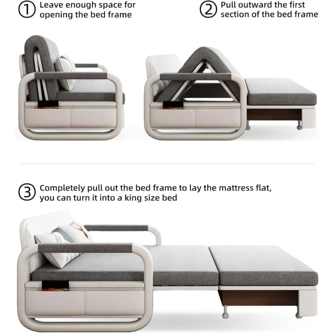 Modern Linen Cotton Sofa Bed With Storage / Ruchi