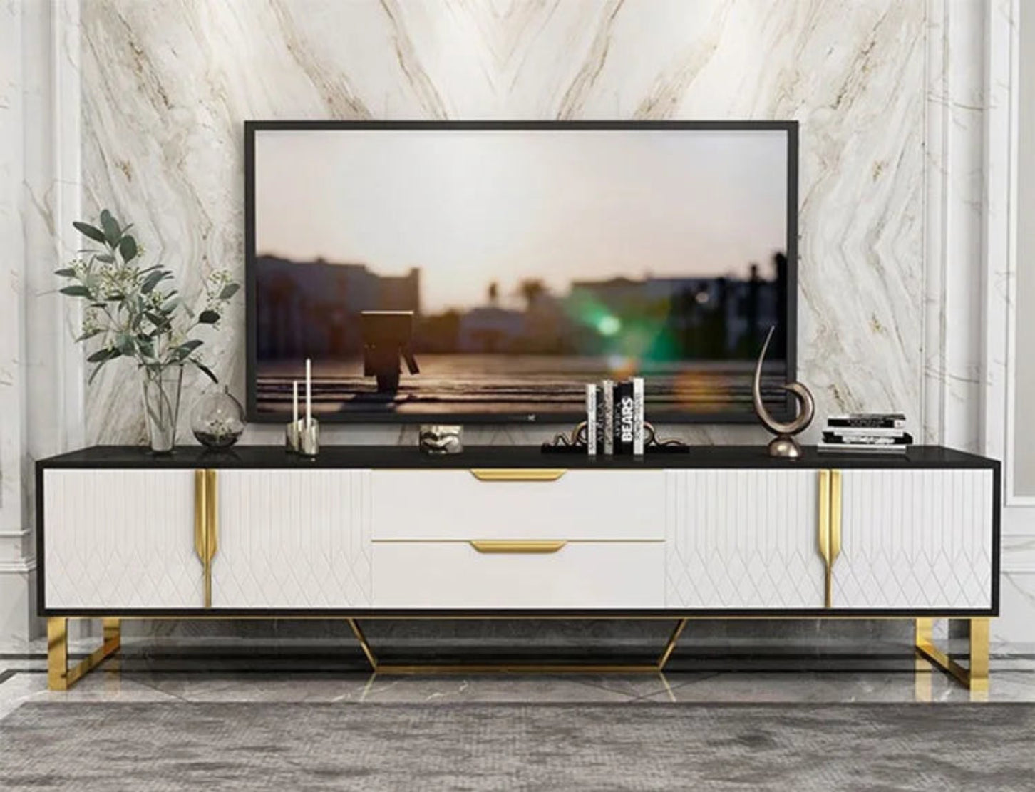 Elegant Wooden Coffee Table And TV Stand Set