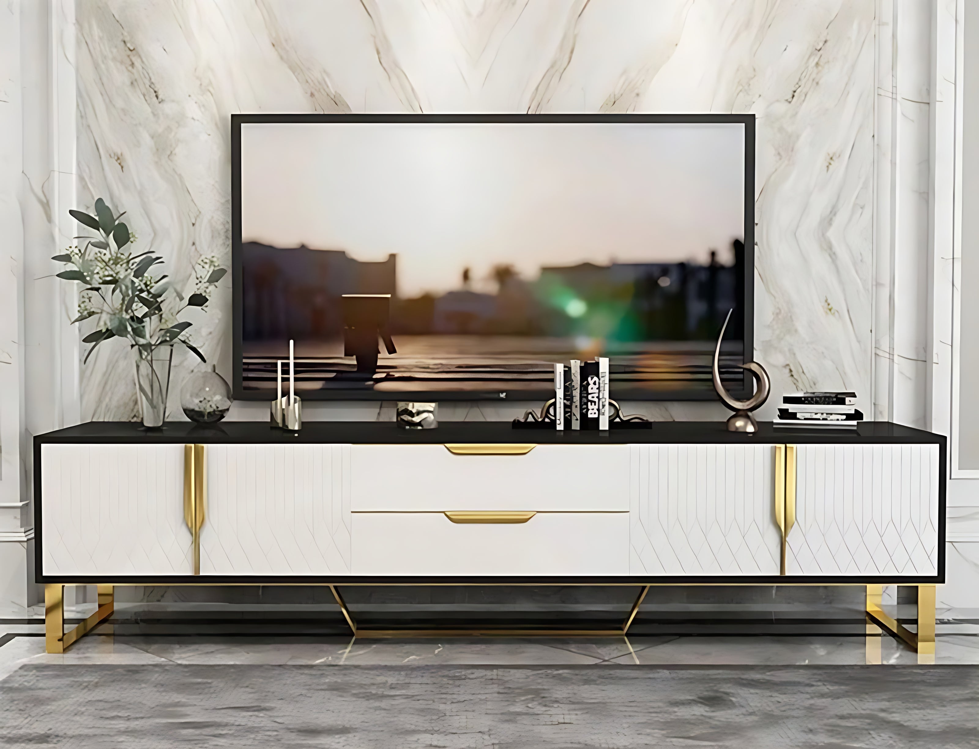 Elegant Wooden Coffee Table And TV Stand Set / Ruchi