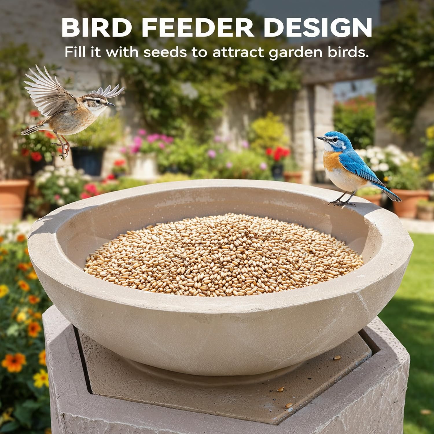 32-inch Resin and Fiberglass Outdoor Fountain with LED / Ruchi