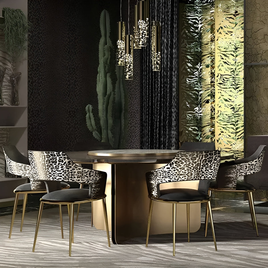 Shiny Wooden Top Round Dining Table Set / Ruchi