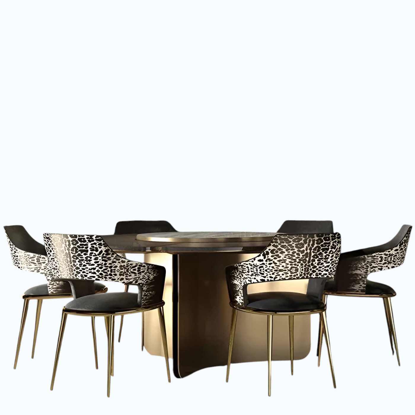 Shiny Wooden Top Round Dining Table Set