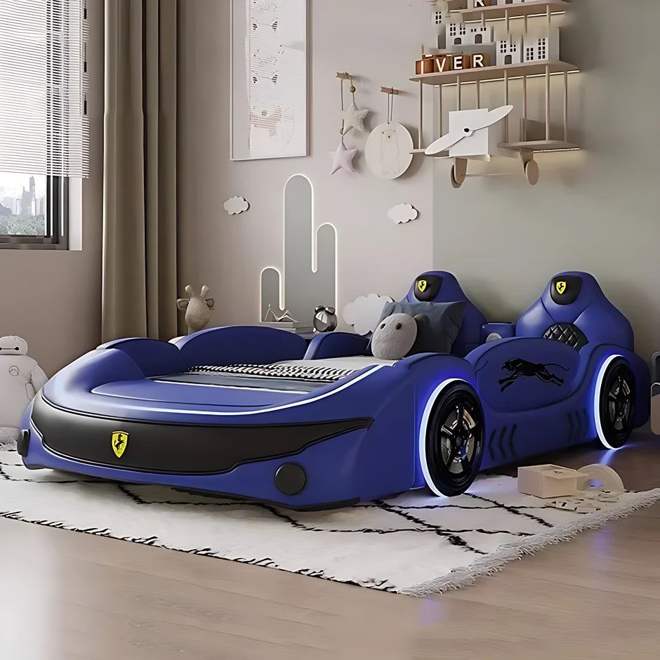 LED Leather Kids Car Bed With Mattress / Ruchi