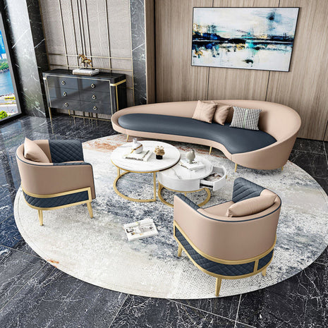 Modern Circular Leather Sofa Set / Ruchi