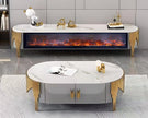 Marble Coffee Table And TV-Stand With LED Electric Fireplace / Ruchi