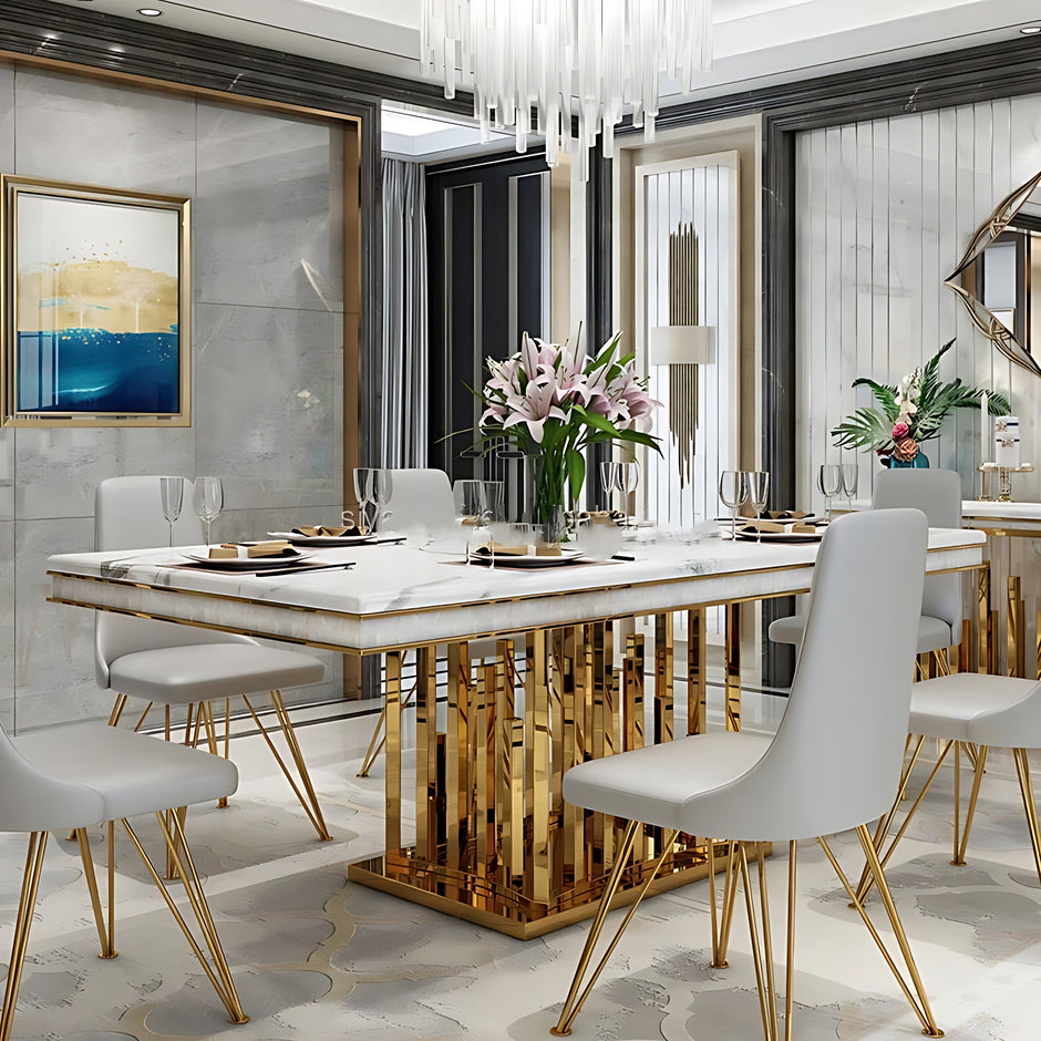 Marble Dining Table Set For 6 / Ruchi