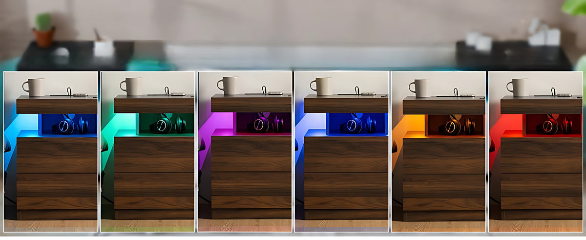 Wooden Smart LED Nightstand Set of 2 / Ruchi