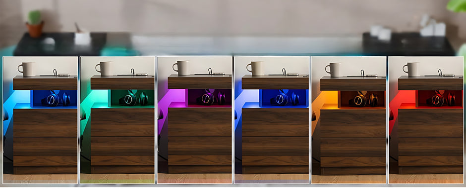 Wooden Smart LED Nightstand Set of 2 / Ruchi