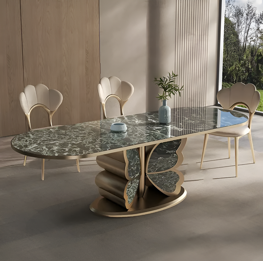 Butterfly Design Marble Dining Table Set / Ruchi