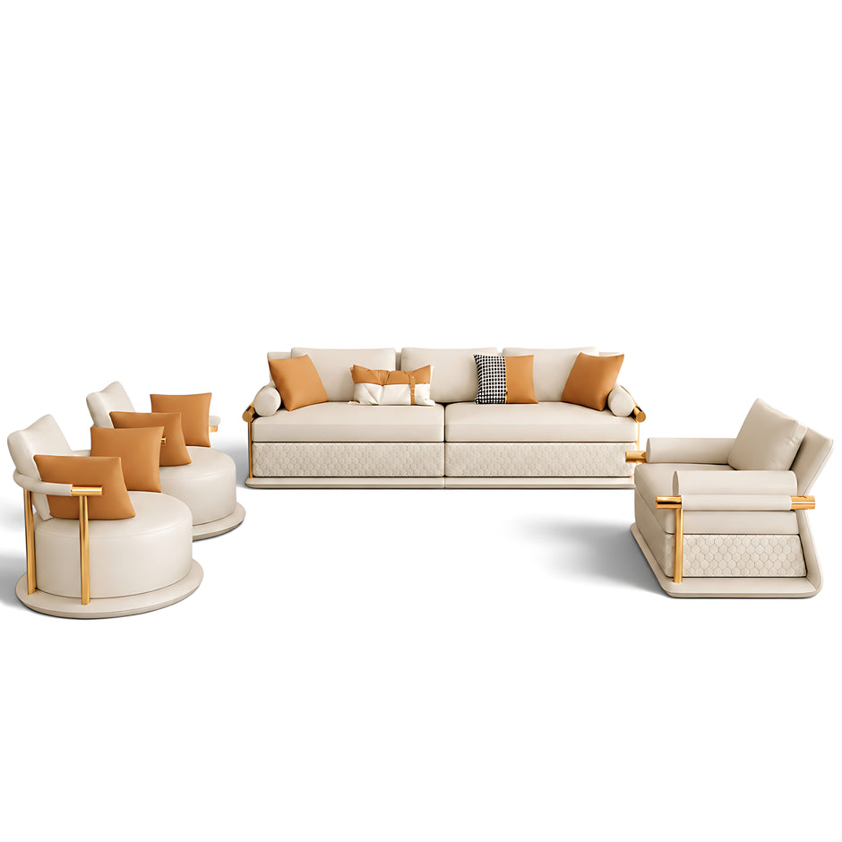 4-Piece Living Room Leather Sofa Set / Ruchi