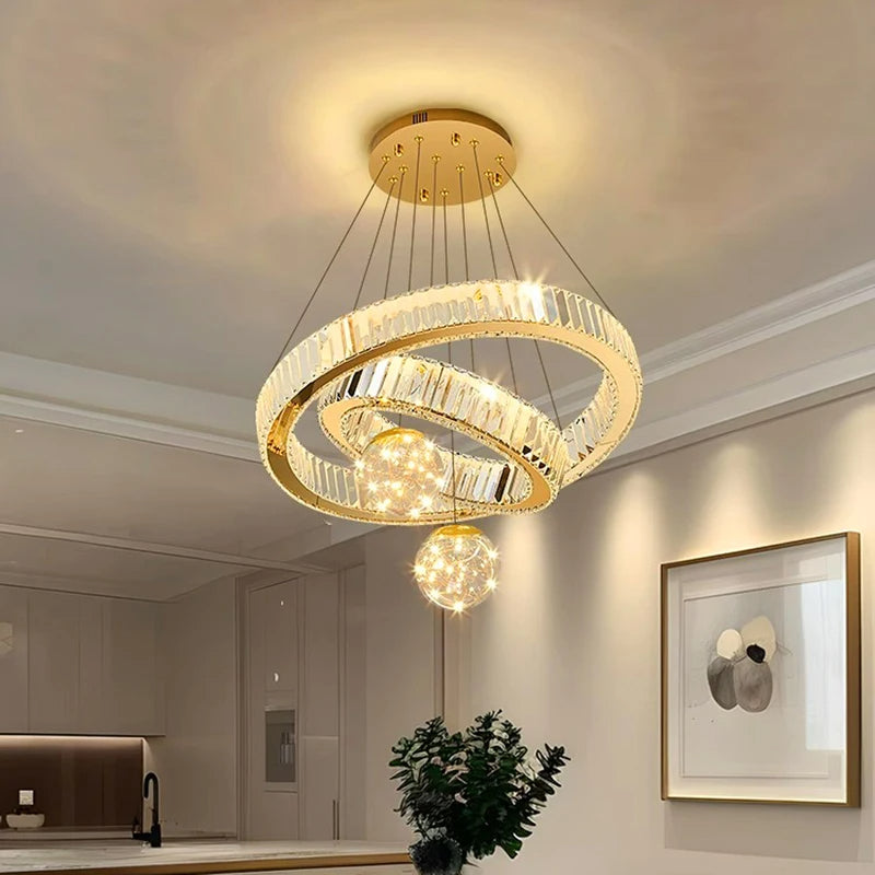 Modern Remote Control Crystal LED Chandelier