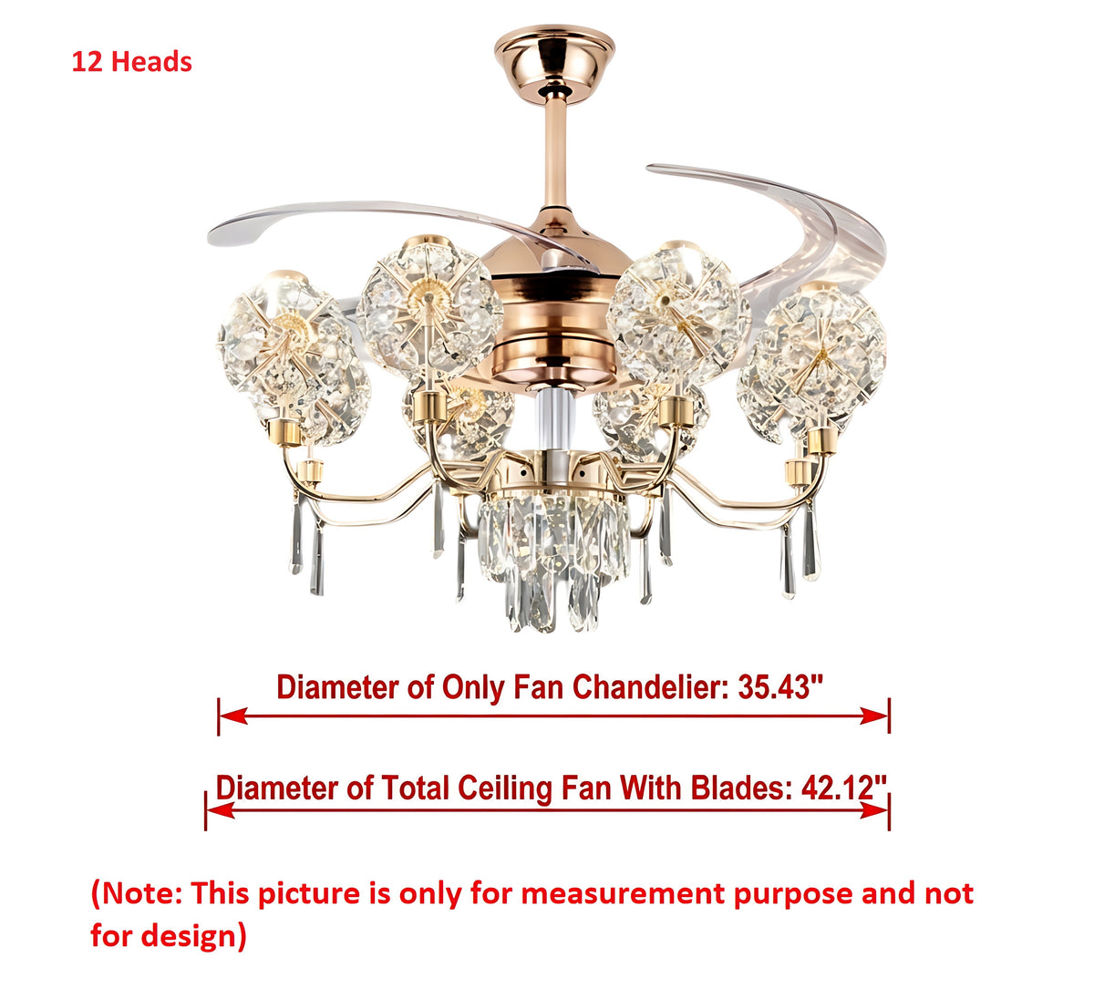 Remote Control LED Chandelier Fan For Living Room / Ruchi