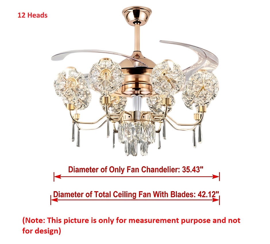 Remote Control LED Chandelier Fan For Living Room / Ruchi