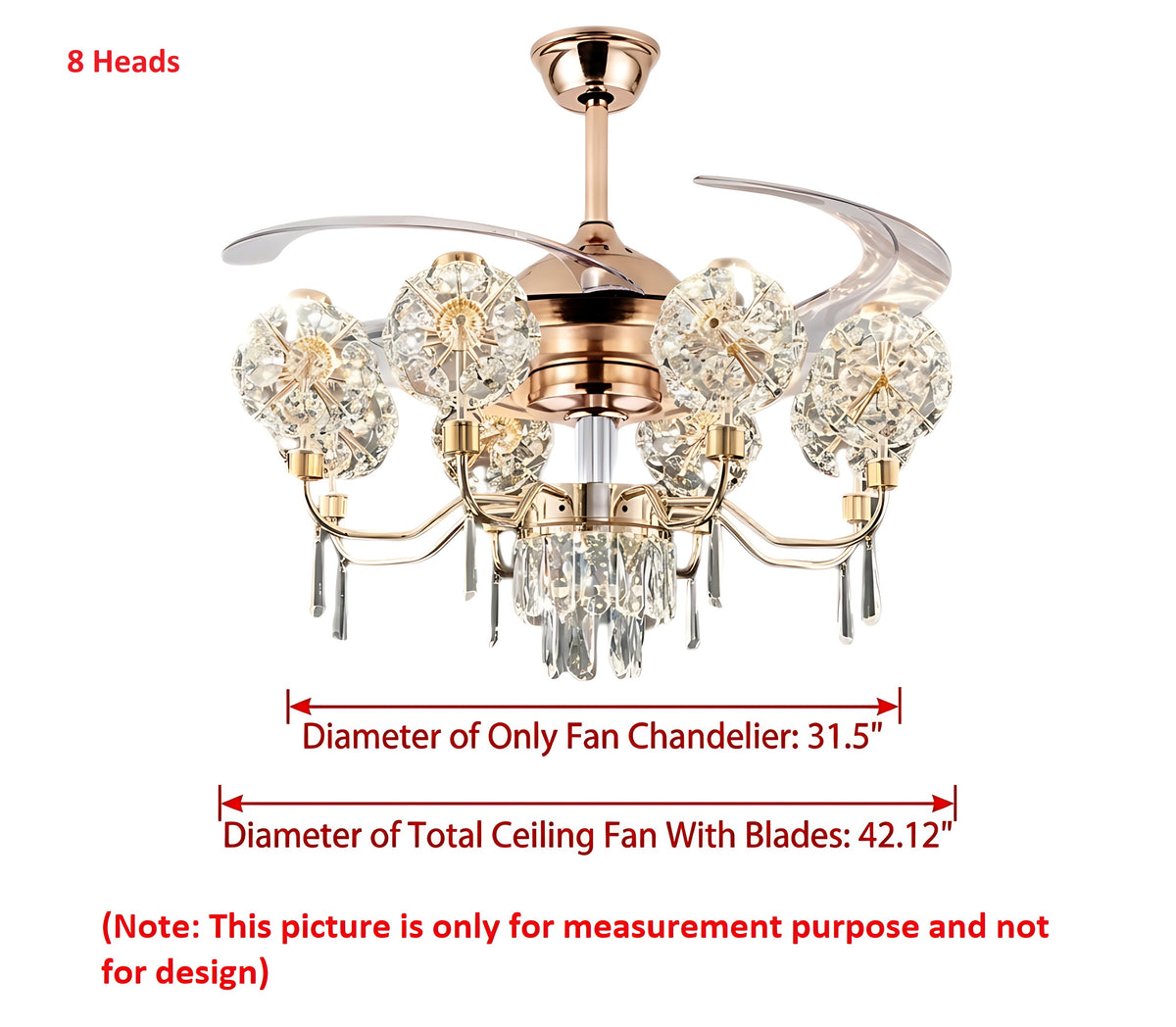 Remote Control LED Chandelier Fan For Living Room / Ruchi