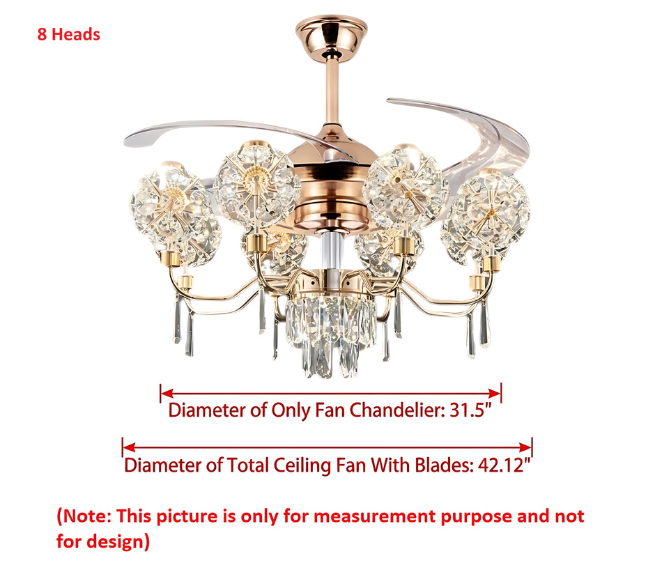 Remote Control LED Chandelier Fan For Living Room / Ruchi