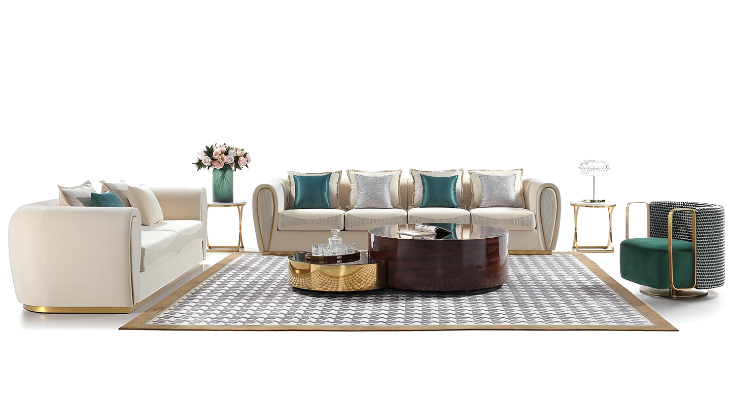 Post Modern 3 Pieces Fabric Upholstered Sofa Set