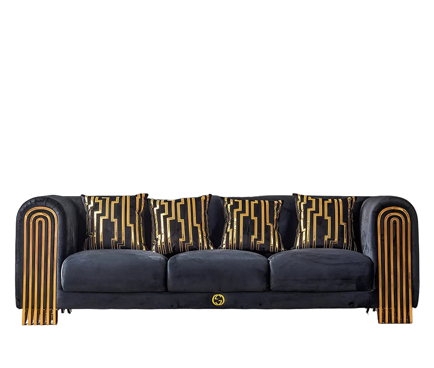 Modern Luxurious Black Velvet Sofa Set