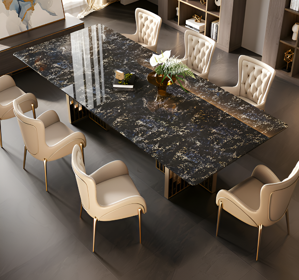 Rectangular Marble Modern Dining Table Set / Ruchi