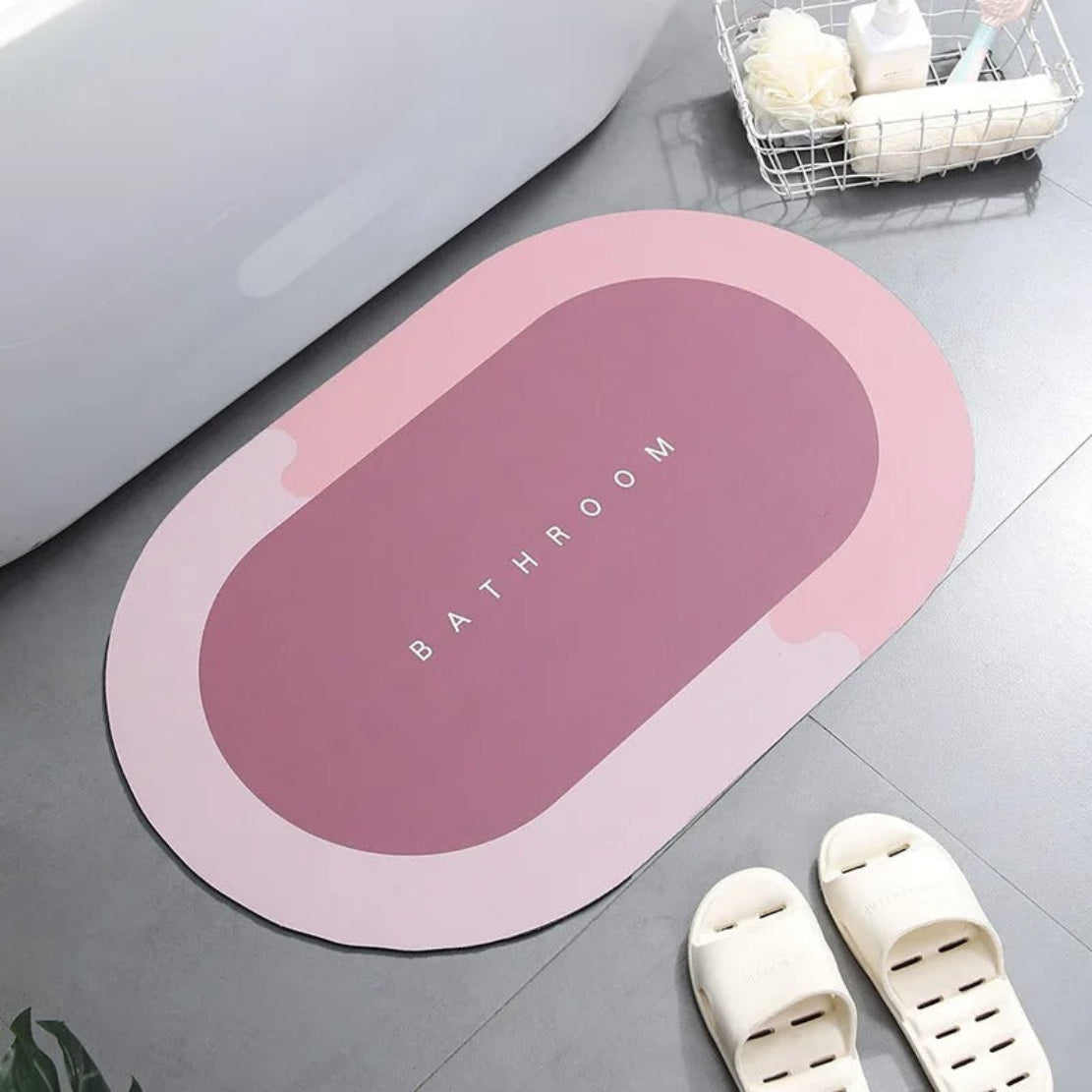 Anti Slip Stripped Oval Rubber Carpet Bathroom Mat / ruchi