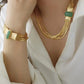 Aventurine Stone Carved Layered Chain Bracelet Jewelry Design / Ruchi