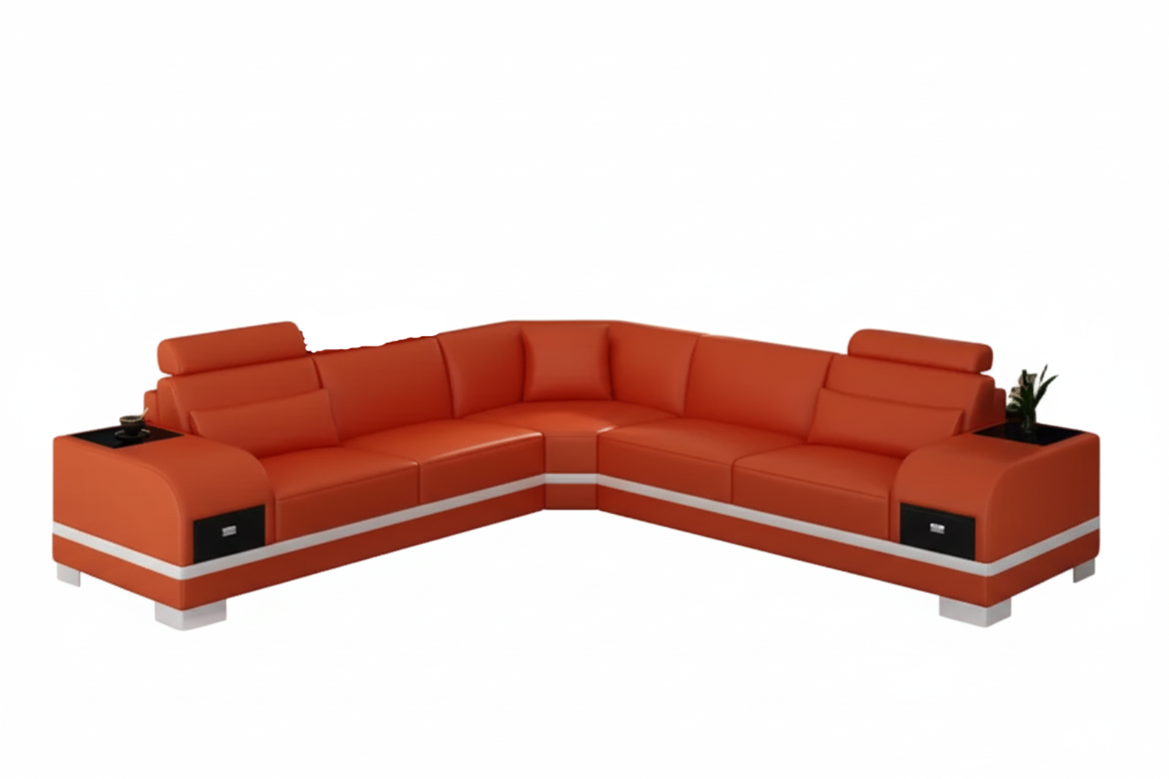L-Shaped Leather Sectional Sofa With Storage