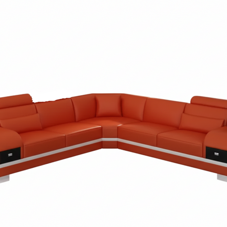 L-Shaped Leather Sectional Sofa With Storage