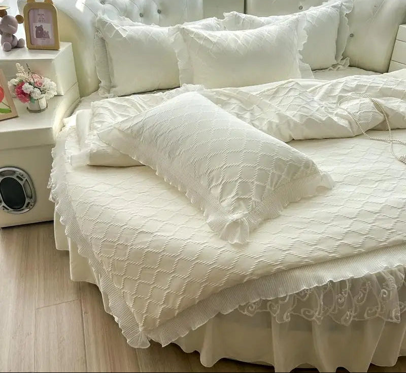 Round Microfiber Fabric Fitted Bedsheet And Bed-Skirt