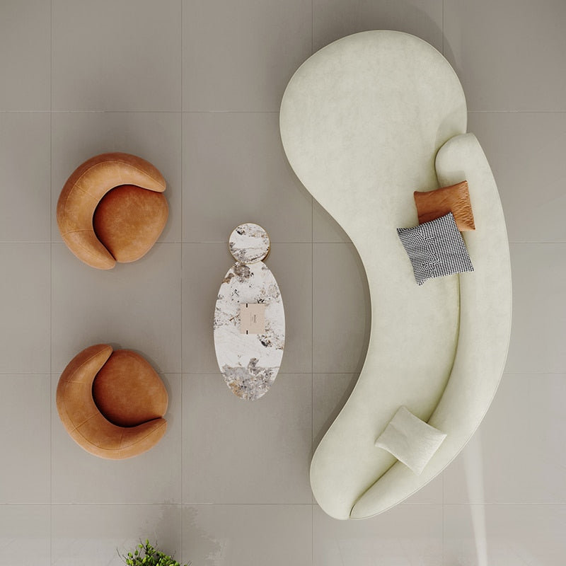 Affluent Curvy Fabric Upholstered Combination Sofa Set / Ruchi