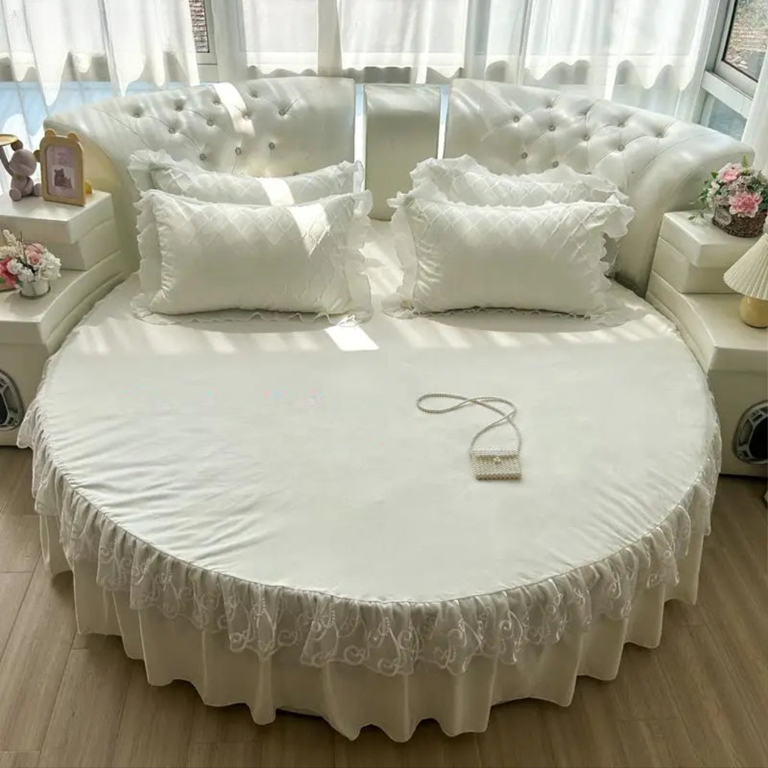 Round Microfiber Fabric Fitted Bedsheet And Bed-Skirt