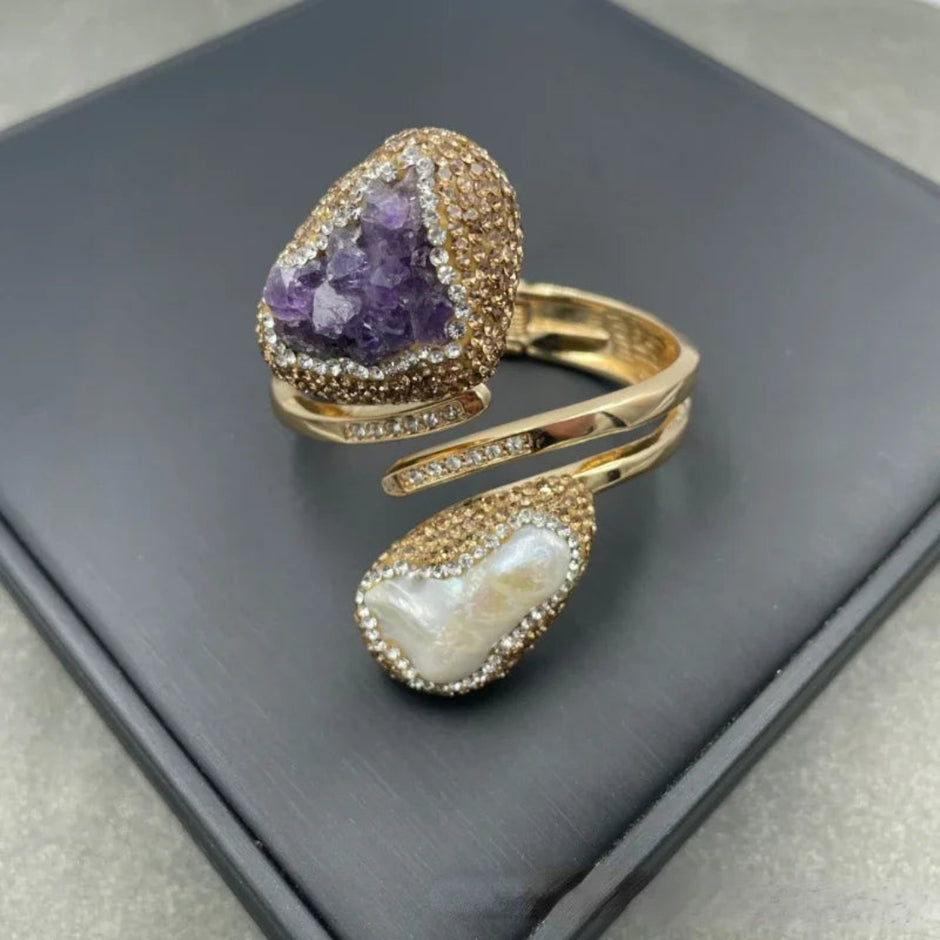 Spiral Pearl Cuff Bracelet For Women / Ruchi