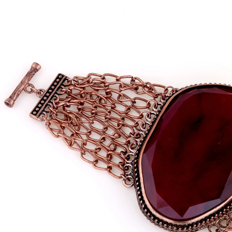 Modern Vintage Red Metallic Stone Bracelet / Ruchi