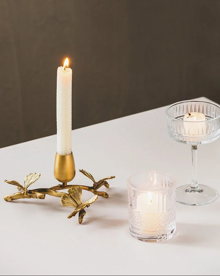 Nature Butterfly Design Brass Candle Holder / Ruchi