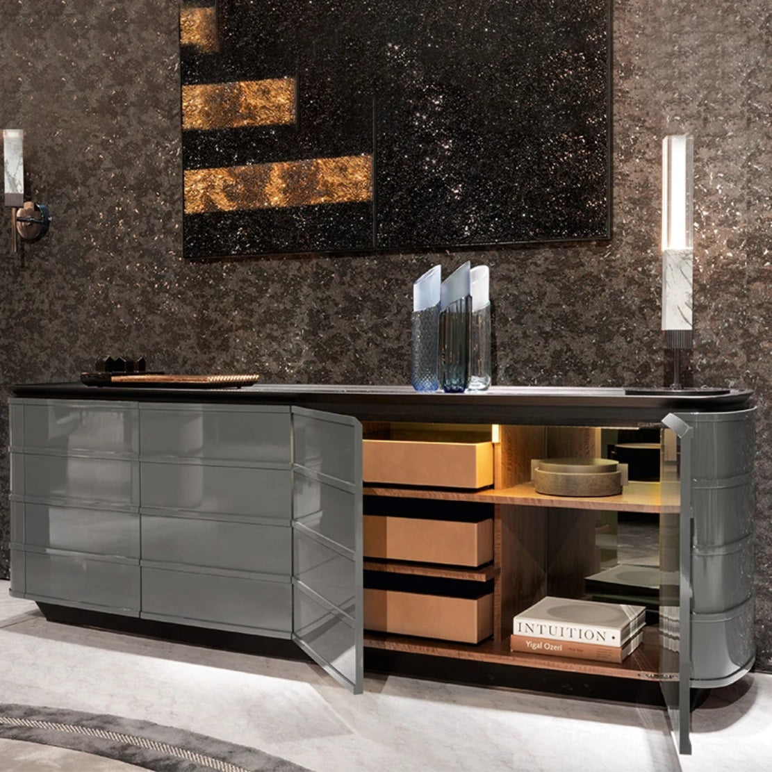 Modern Marble Top Buffet Table With Storage / Ruchi
