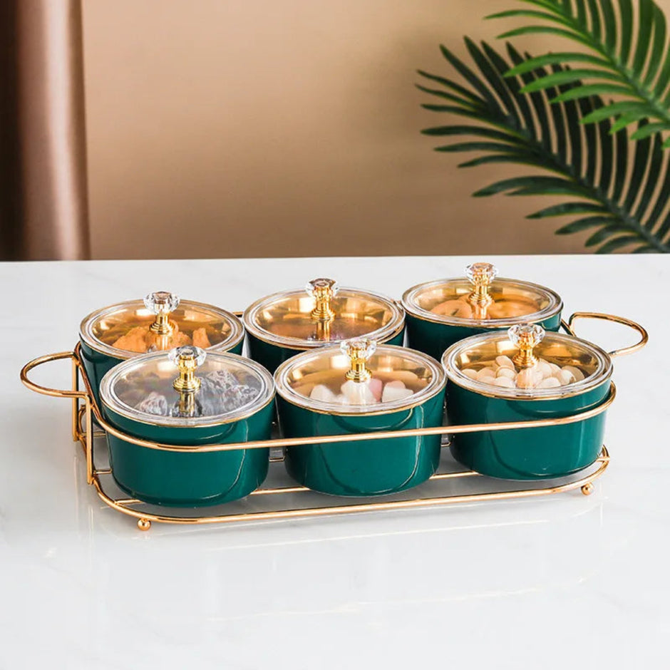 Ceramic Dry Fruit Bowl Set With Lid / Ruchi