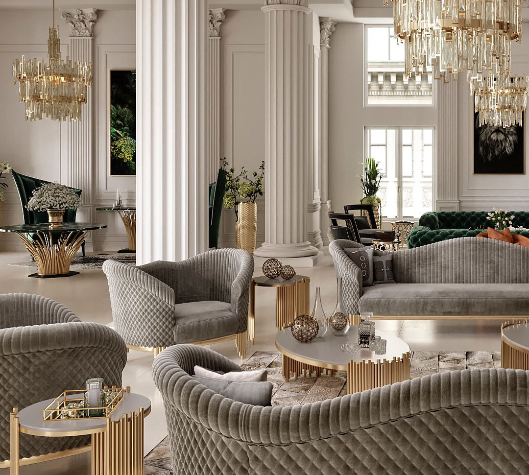 Nano Velvet Fabric Sofa Set