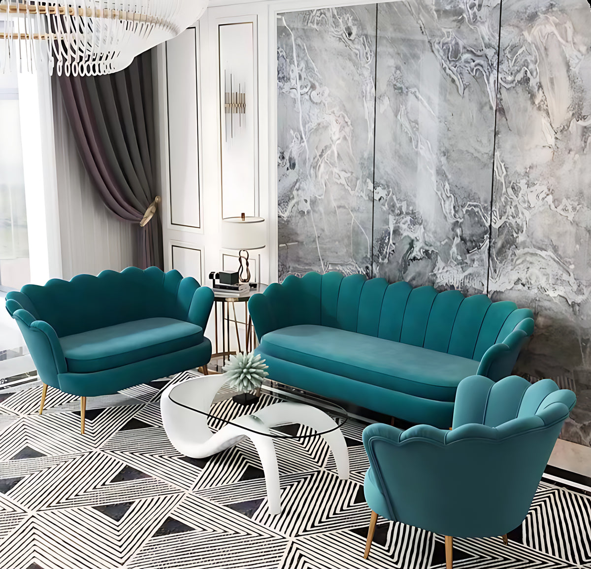 Velvet Fabric Sofa Set For Living Room / Ruchi 